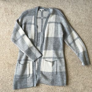 long plaid cardigan